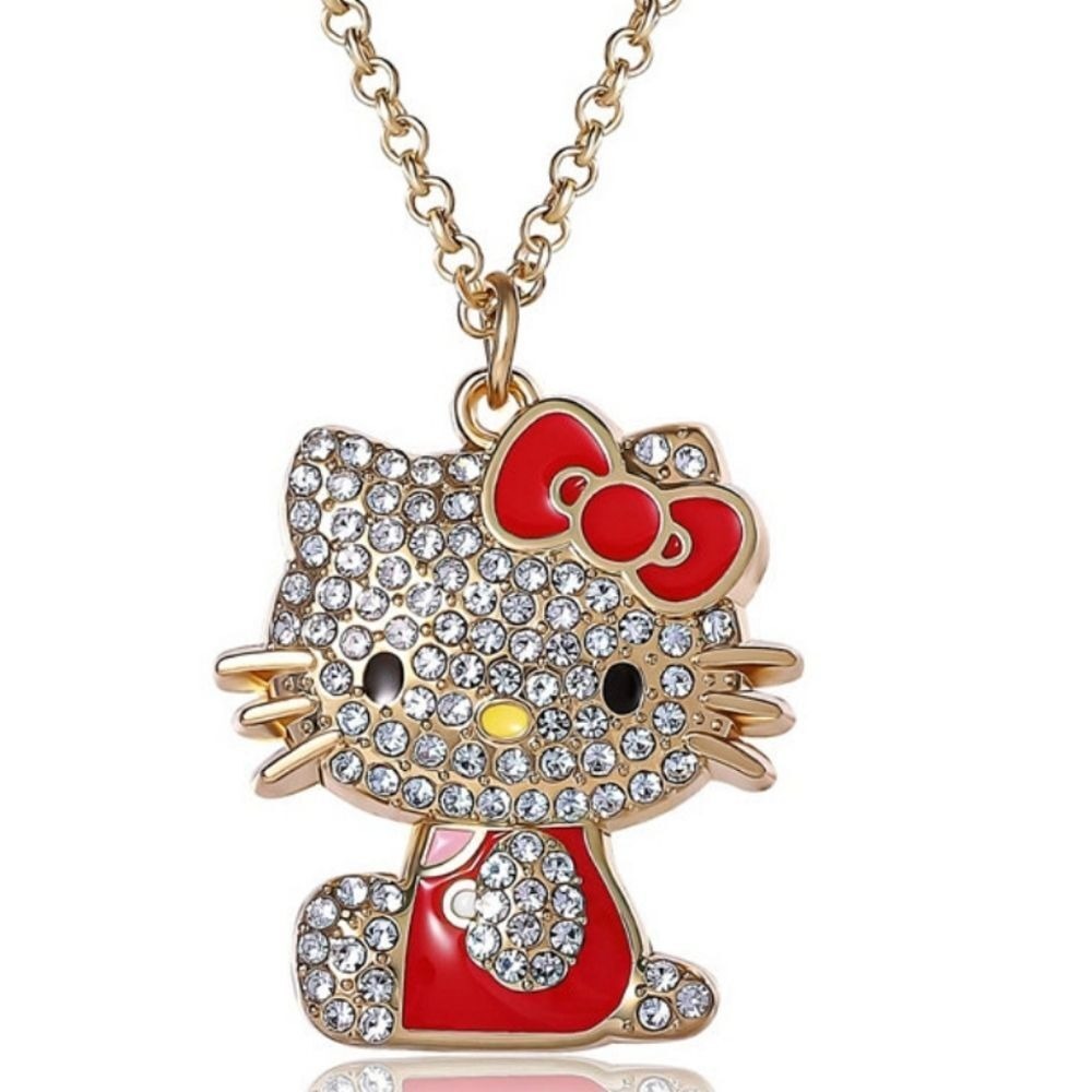 Hello Kitty By Sanrio Crystal Pendant Necklace